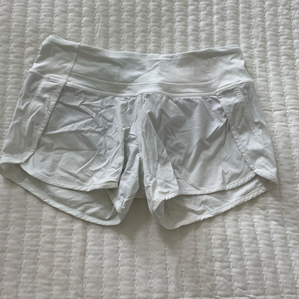 *Rare* Lululemon white athletic shorts size 4. 3 inch inseam.